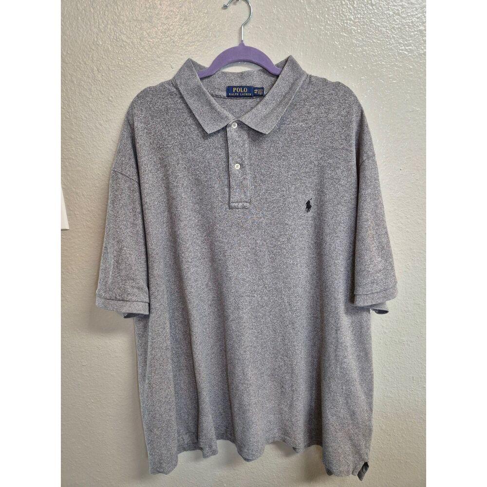 Polo Ralph Lauren Big & Tall 4XB Gray Heather Polo Shirt Pony Logo 100% Cotton S